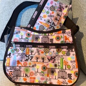LeSportsac NWT Pink/Brown Poodle Park Hobo Shoulder/Crossbody With Matching Bag